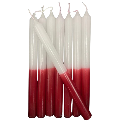 Vela Palito Branca/Vermelha 18cm 1kg